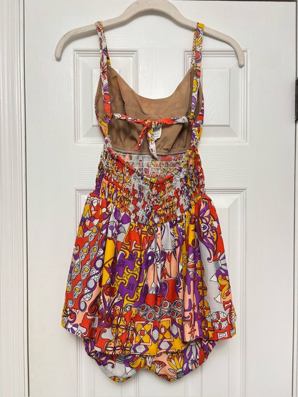 Vintage 60s Oleg Cassini Peter Pan Skirted Swimsuit Mod Psychedelic Pin Up M - Picture 4 of 10